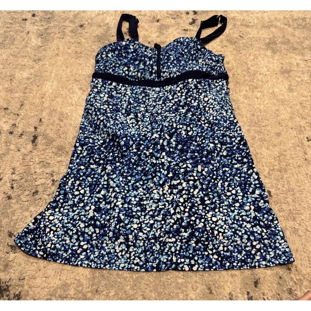 Lands End Womens Swim Dress Swimsuit Modest Built In Bra Blue Sz Small (6-8)